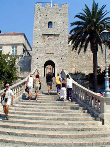 Main entrace to Korcula Old Town where Marco Polo Apartments are located